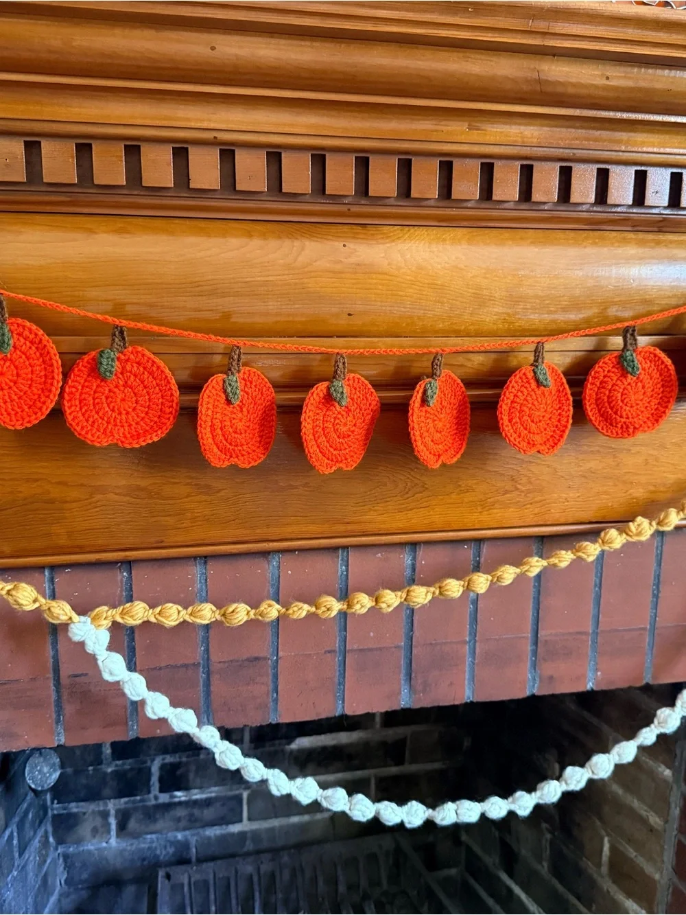 Handmade Orange Crochet Pumpkin Garland - Home Holiday Decor